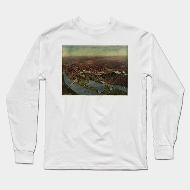 Vintage Pictorial Map of Washington D.C. (1916) Long Sleeve T-Shirt by Bravuramedia